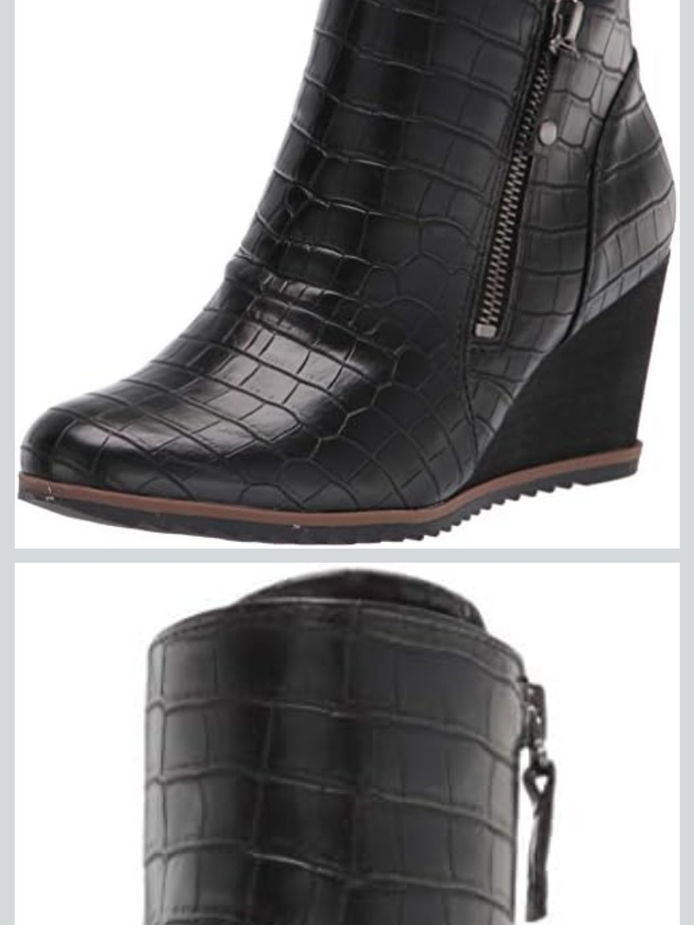 SOUL Naturalizer Black Croc-Embossed Wedge Ankle Boots